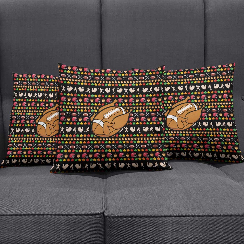 Merry Christmas Turkey Football Pillow Cover Fall Leaves Pattern for Game Day Fans - Wonder Print Shop