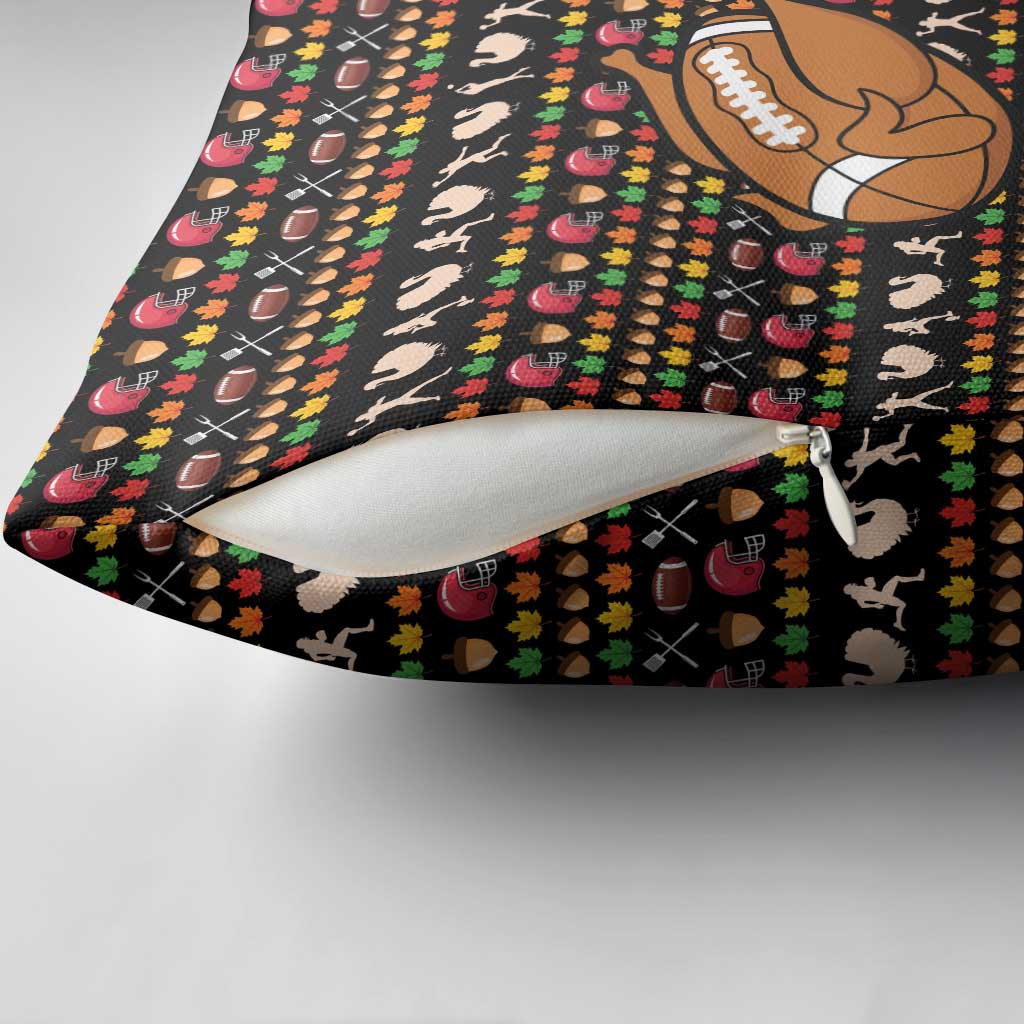 Merry Christmas Turkey Football Pillow Cover Fall Leaves Pattern for Game Day Fans - Wonder Print Shop