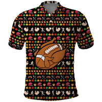 Merry Christmas Turkey Football Polo Shirt Fall Leaves Pattern for Game Day Fans - Wonder Print Shop