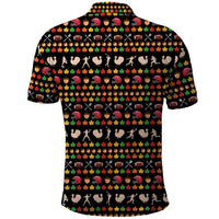 Merry Christmas Turkey Football Polo Shirt Fall Leaves Pattern for Game Day Fans - Wonder Print Shop