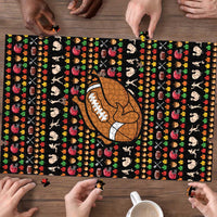 Merry Christmas Turkey Football Puzzle Fall Leaves Pattern for Game Day Fans - Wonder Print Shop