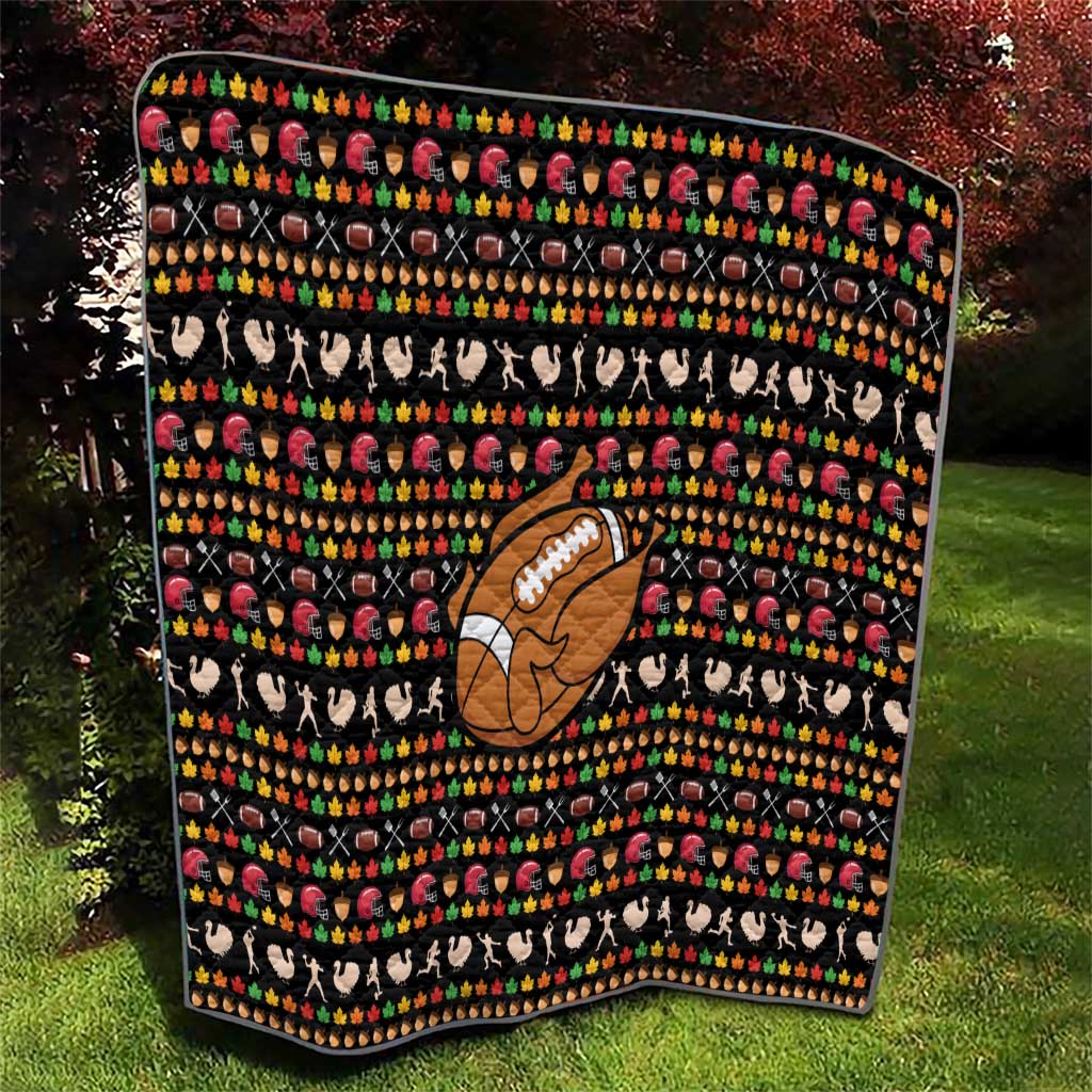 Merry Christmas Turkey Football Quilt Fall Leaves Pattern for Game Day Fans - Wonder Print Shop
