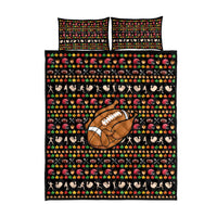 Merry Christmas Turkey Football Quilt Bed Set Fall Leaves Pattern for Game Day Fans - Wonder Print Shop
