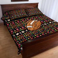 Merry Christmas Turkey Football Quilt Bed Set Fall Leaves Pattern for Game Day Fans - Wonder Print Shop