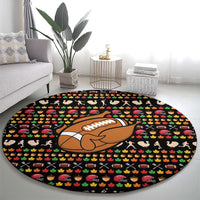 Merry Christmas Turkey Football Round Carpet Fall Leaves Pattern for Game Day Fans - Wonder Print Shop