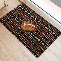 Merry Christmas Turkey Football Rubber Doormat Fall Leaves Pattern for Game Day Fans - Wonder Print Shop
