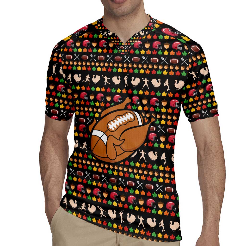 Merry Christmas Turkey Football Rugby Jersey Fall Leaves Pattern for Game Day Fans - Wonder Print Shop