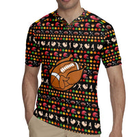 Merry Christmas Turkey Football Rugby Jersey Fall Leaves Pattern for Game Day Fans - Wonder Print Shop