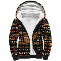 Merry Christmas Turkey Football Sherpa Hoodie Fall Leaves Pattern for Game Day Fans - Wonder Print Shop