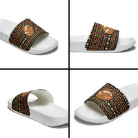 Merry Christmas Turkey Football Slide Sandals Fall Leaves Pattern for Game Day Fans - Wonder Print Shop