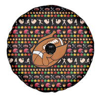 Merry Christmas Turkey Football Spare Tire Cover Fall Leaves Pattern for Game Day Fans - Wonder Print Shop