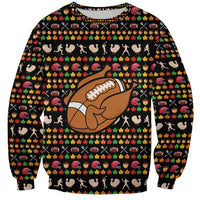 Merry Christmas Turkey Football Sweatshirt Fall Leaves Pattern for Game Day Fans - Wonder Print Shop