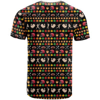 Merry Christmas Turkey Football T Shirt Fall Leaves Pattern for Game Day Fans - Wonder Print Shop