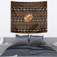 Merry Christmas Turkey Football Tapestry Fall Leaves Pattern for Game Day Fans - Wonder Print Shop