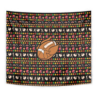 Merry Christmas Turkey Football Tapestry Fall Leaves Pattern for Game Day Fans - Wonder Print Shop