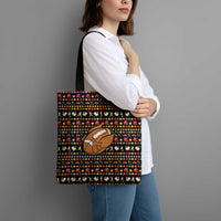 Merry Christmas Turkey Football Tote Bag Fall Leaves Pattern for Game Day Fans - Wonder Print Shop