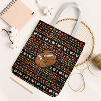 Merry Christmas Turkey Football Tote Bag Fall Leaves Pattern for Game Day Fans - Wonder Print Shop