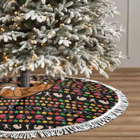 Merry Christmas Turkey Football Tree Skirt Fall Leaves Pattern for Game Day Fans - Wonder Print Shop