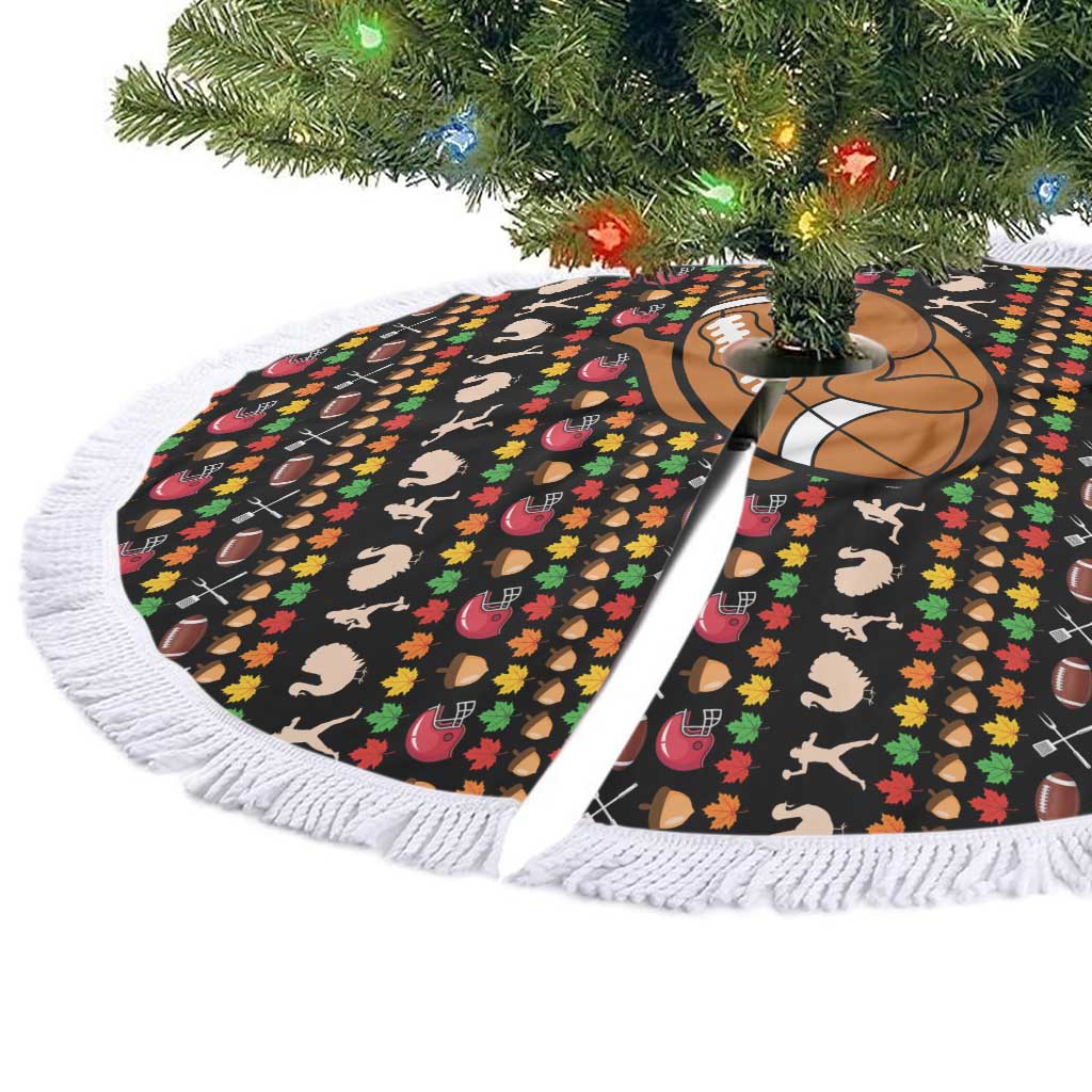 Merry Christmas Turkey Football Tree Skirt Fall Leaves Pattern for Game Day Fans - Wonder Print Shop
