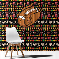 Merry Christmas Turkey Football Window Curtain Fall Leaves Pattern for Game Day Fans - Wonder Print Shop