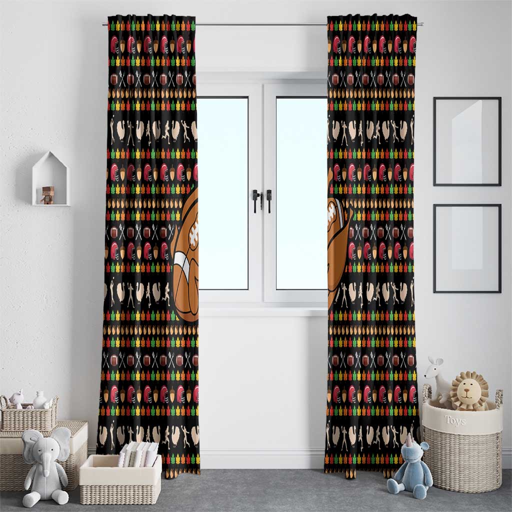 Merry Christmas Turkey Football Window Curtain Fall Leaves Pattern for Game Day Fans - Wonder Print Shop
