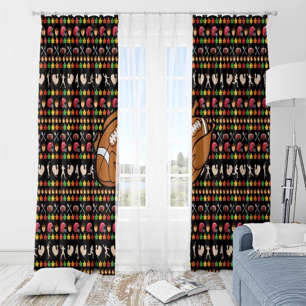 Merry Christmas Turkey Football Window Curtain Fall Leaves Pattern for Game Day Fans - Wonder Print Shop