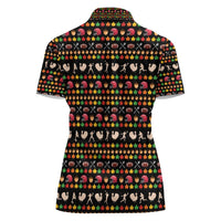 Merry Christmas Turkey Football Women Polo Shirt Fall Leaves Pattern for Game Day Fans - Wonder Print Shop