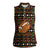Merry Christmas Turkey Football Women Sleeveless Polo Shirt Fall Leaves Pattern for Game Day Fans - Wonder Print Shop