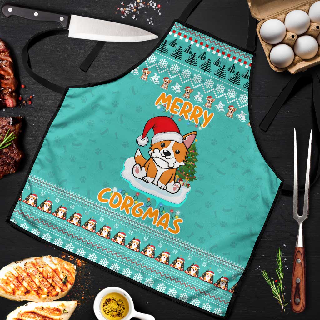 Funny Dog Merry Corgmas Christmas Apron Xmas Holiday Patterns - Wonder Print Shop