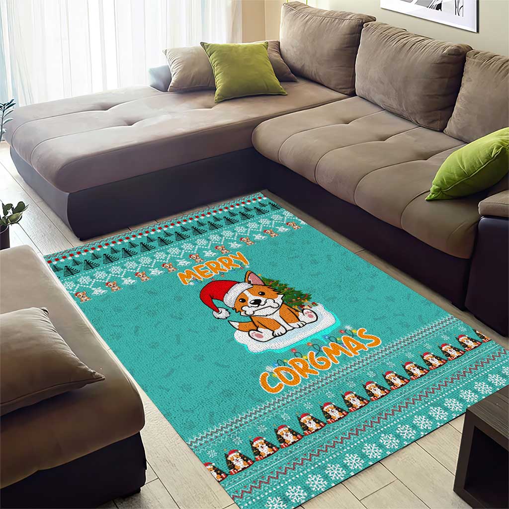 Funny Dog Merry Corgmas Christmas Area Rug Xmas Holiday Patterns - Wonder Print Shop