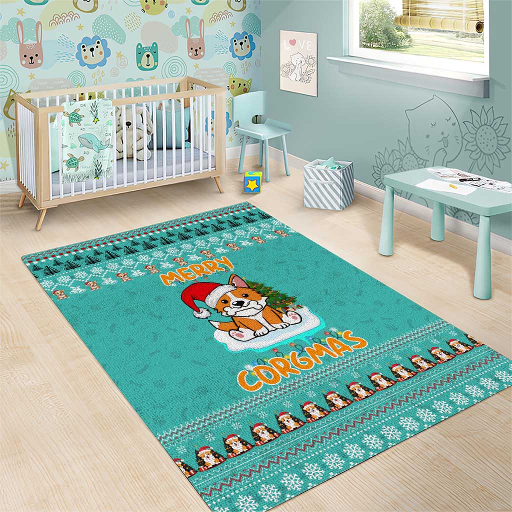 Funny Dog Merry Corgmas Christmas Area Rug Xmas Holiday Patterns - Wonder Print Shop