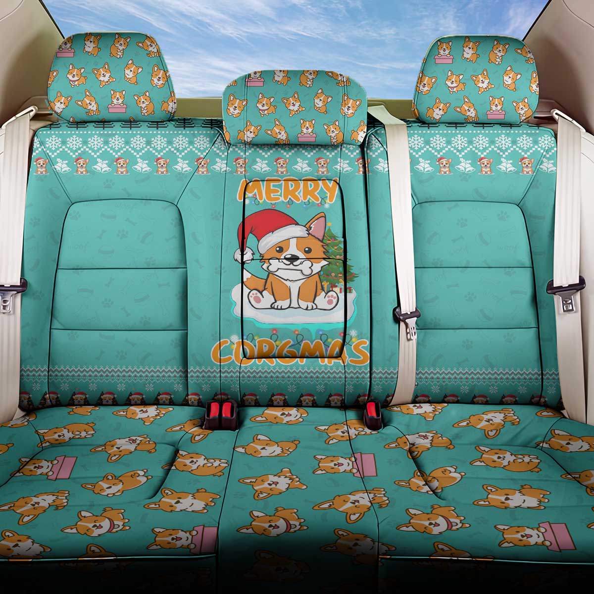 Funny Dog Merry Corgmas Christmas Back Car Seat Cover Xmas Holiday Patterns - Wonder Print Shop
