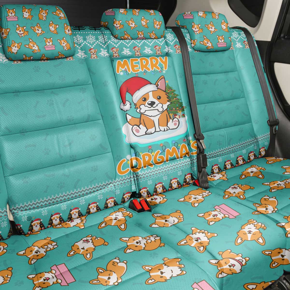 Funny Dog Merry Corgmas Christmas Back Car Seat Cover Xmas Holiday Patterns - Wonder Print Shop