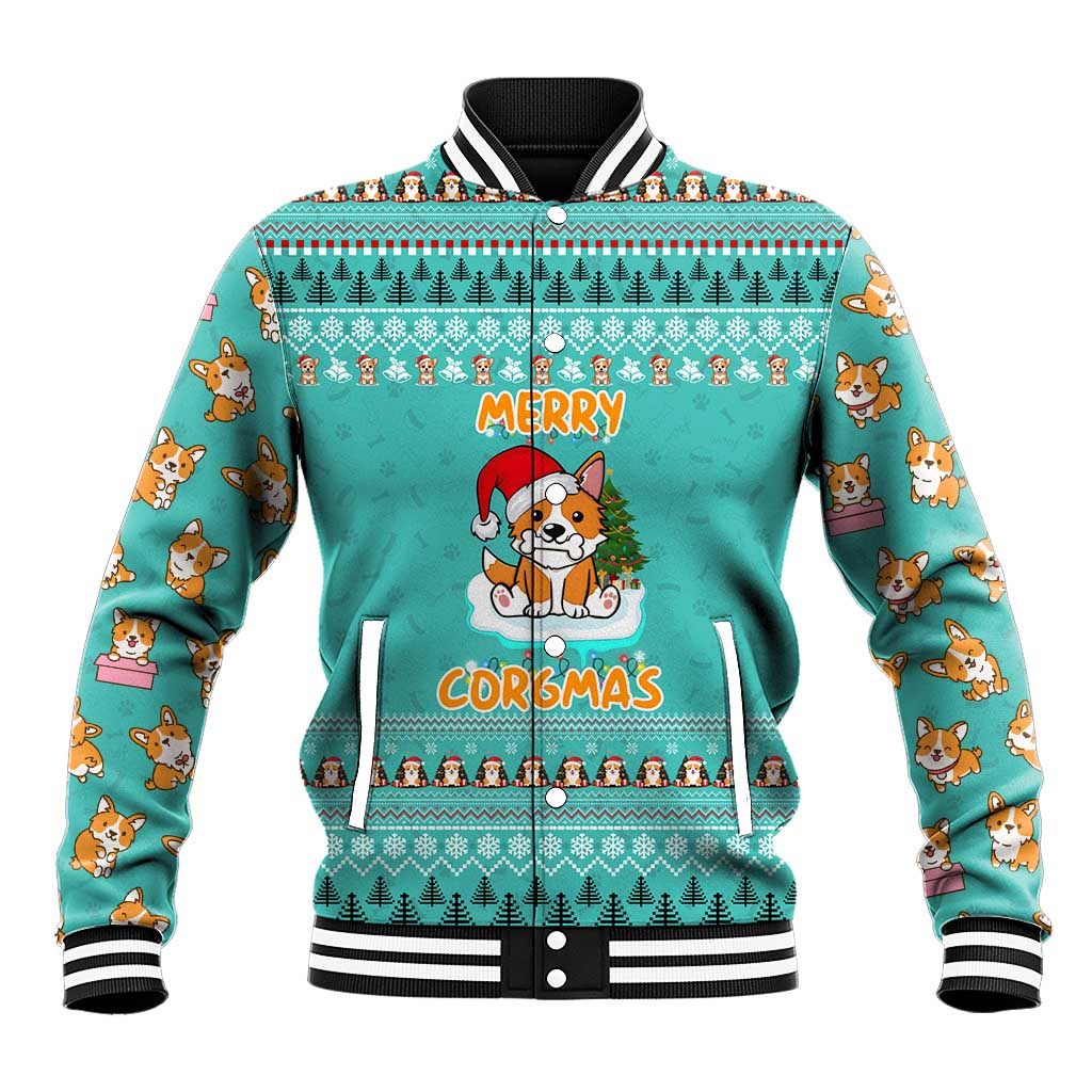 Funny Dog Merry Corgmas Christmas Baseball Jacket Xmas Holiday Patterns - Wonder Print Shop