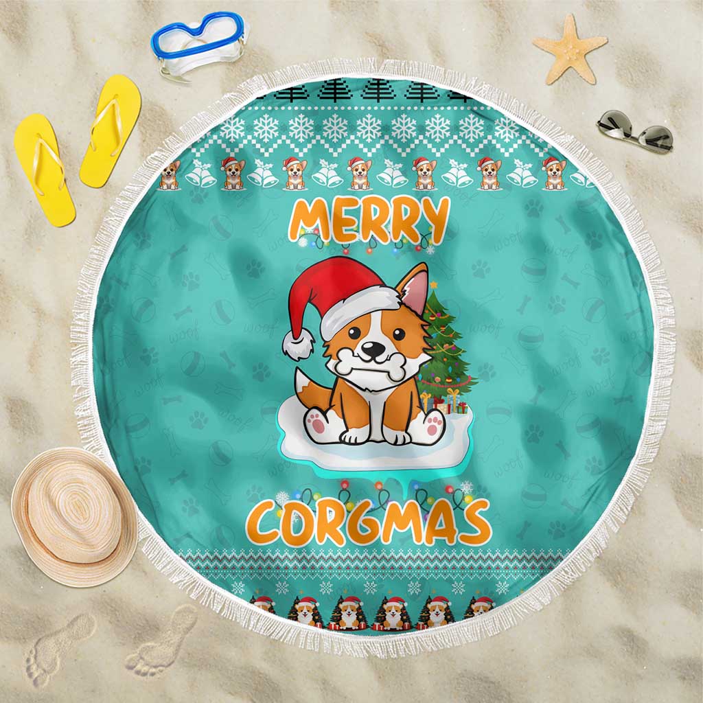 Funny Dog Merry Corgmas Christmas Beach Blanket Xmas Holiday Patterns - Wonder Print Shop