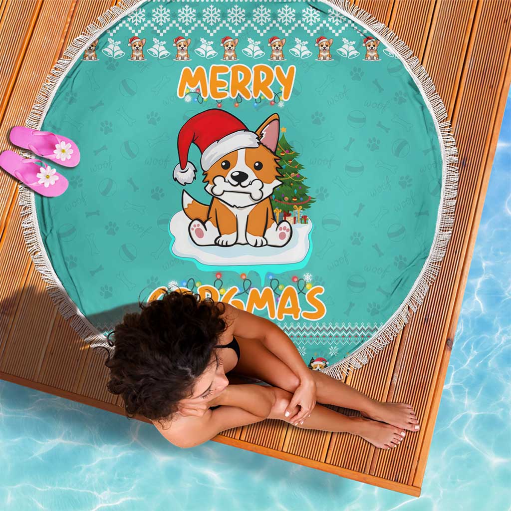 Funny Dog Merry Corgmas Christmas Beach Blanket Xmas Holiday Patterns - Wonder Print Shop