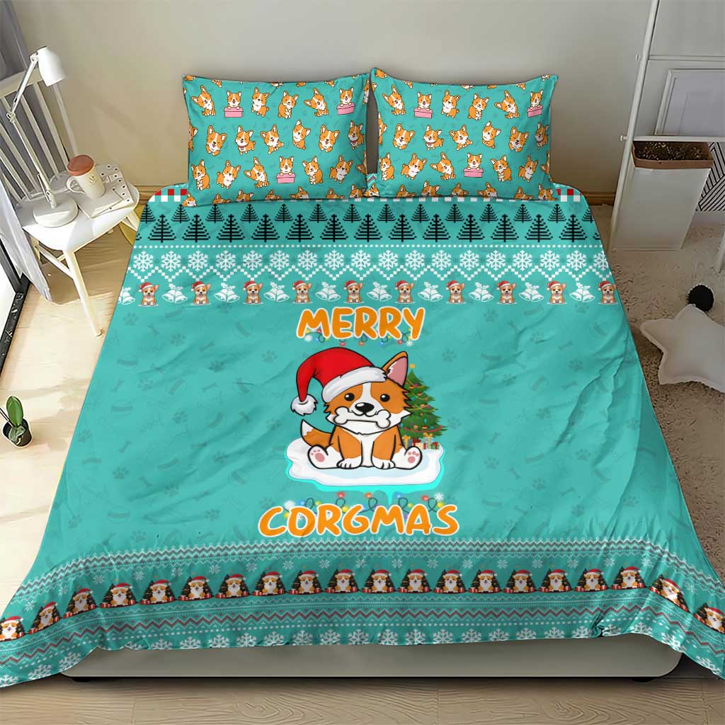 Funny Dog Merry Corgmas Christmas Bedding Set Xmas Holiday Patterns - Wonder Print Shop