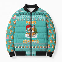 Funny Dog Merry Corgmas Christmas Bomber Puffer Jacket Xmas Holiday Patterns - Wonder Print Shop