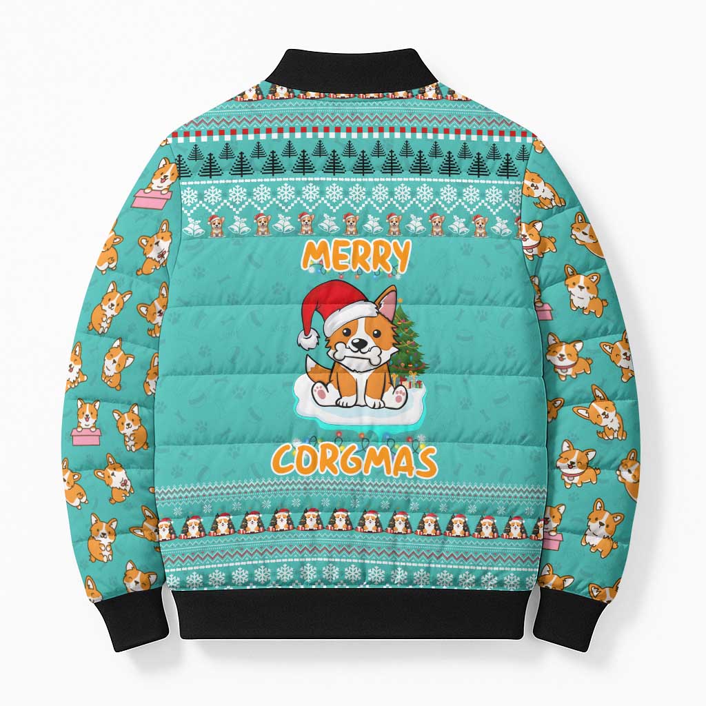 Funny Dog Merry Corgmas Christmas Bomber Puffer Jacket Xmas Holiday Patterns - Wonder Print Shop