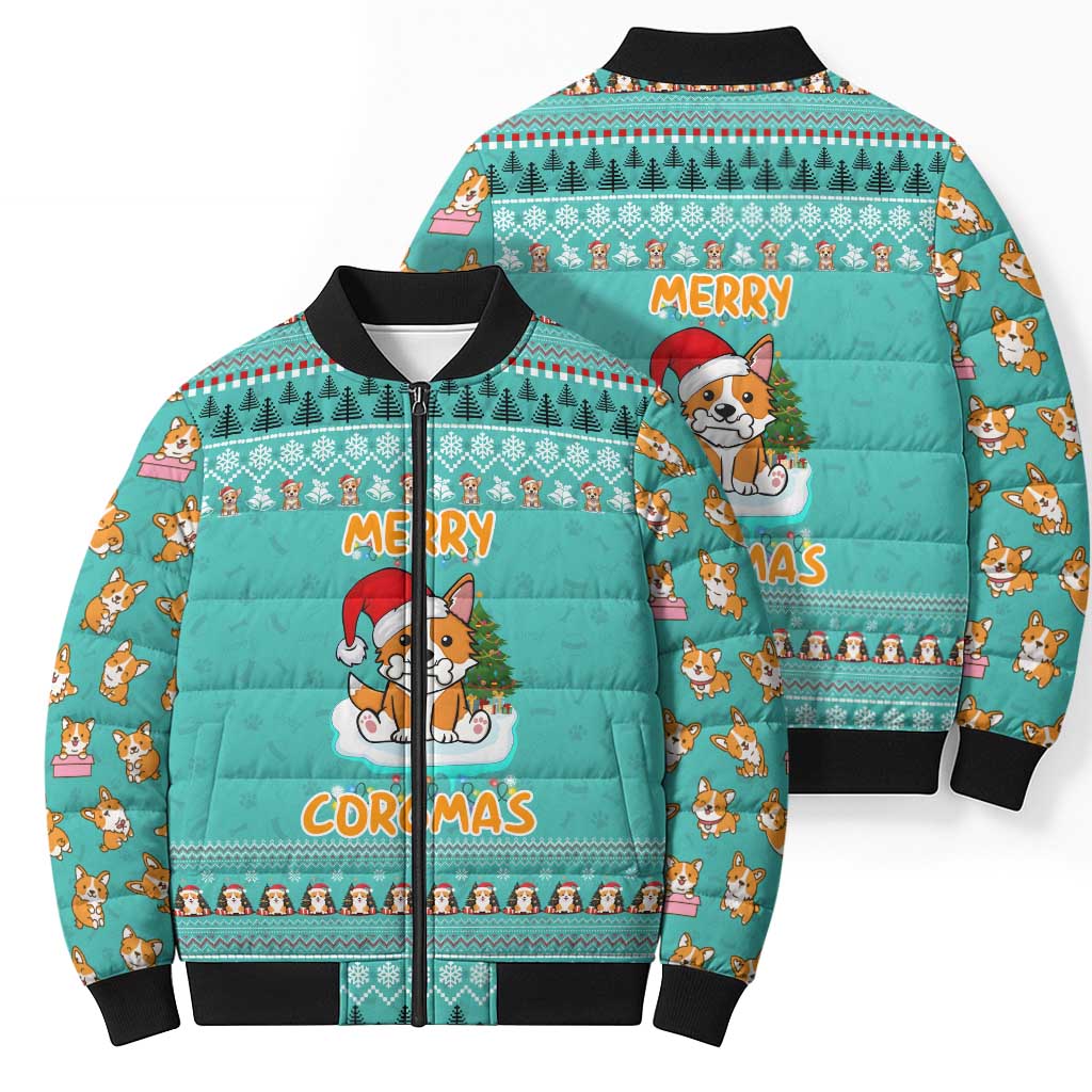 Funny Dog Merry Corgmas Christmas Bomber Puffer Jacket Xmas Holiday Patterns - Wonder Print Shop
