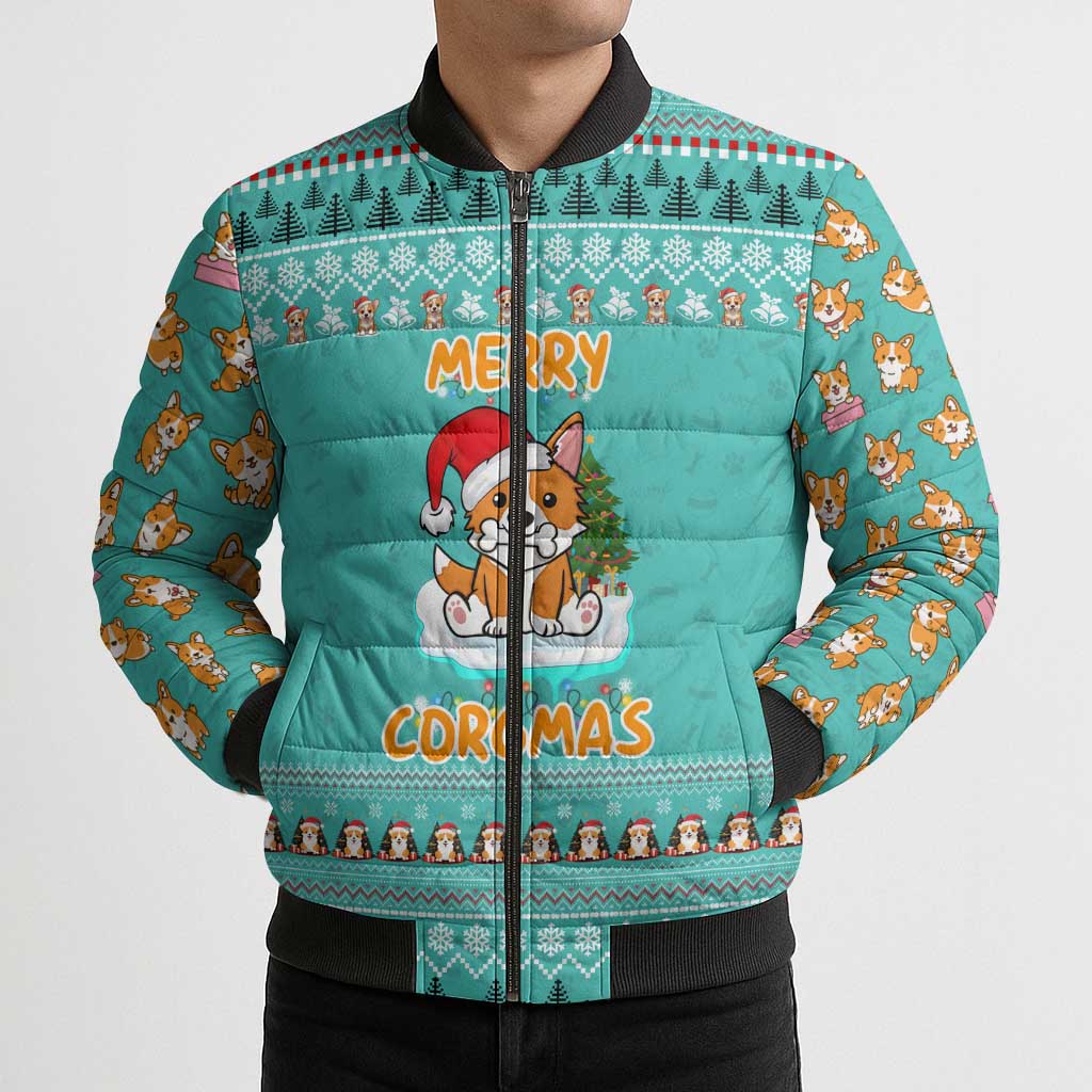 Funny Dog Merry Corgmas Christmas Bomber Puffer Jacket Xmas Holiday Patterns - Wonder Print Shop