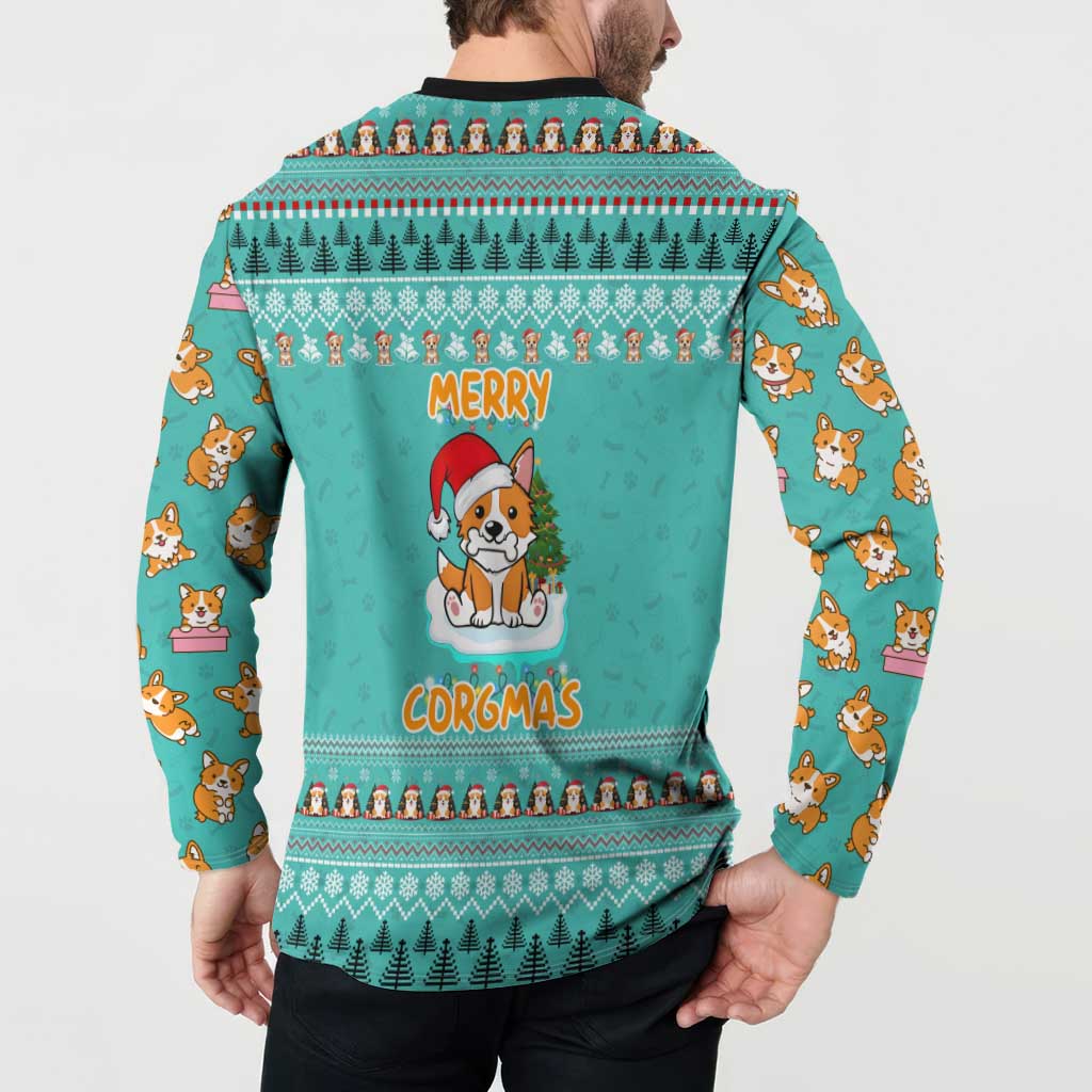 Funny Dog Merry Corgmas Christmas Button Sweatshirt Xmas Holiday Patterns - Wonder Print Shop