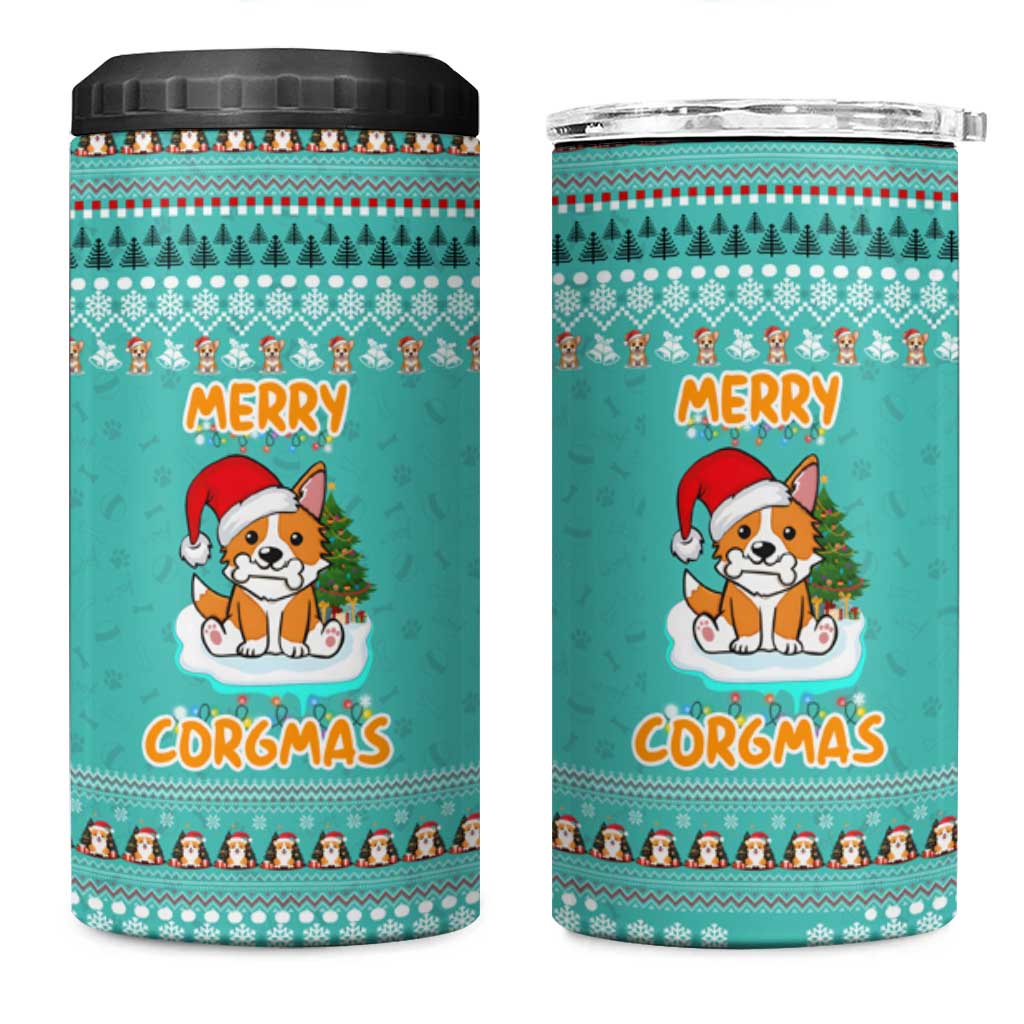 Funny Dog Merry Corgmas Christmas 4 in 1 Can Cooler Tumbler Xmas Holiday Patterns - Wonder Print Shop