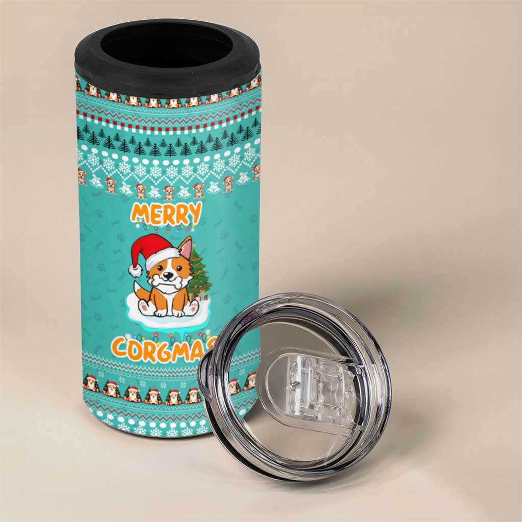 Funny Dog Merry Corgmas Christmas 4 in 1 Can Cooler Tumbler Xmas Holiday Patterns - Wonder Print Shop
