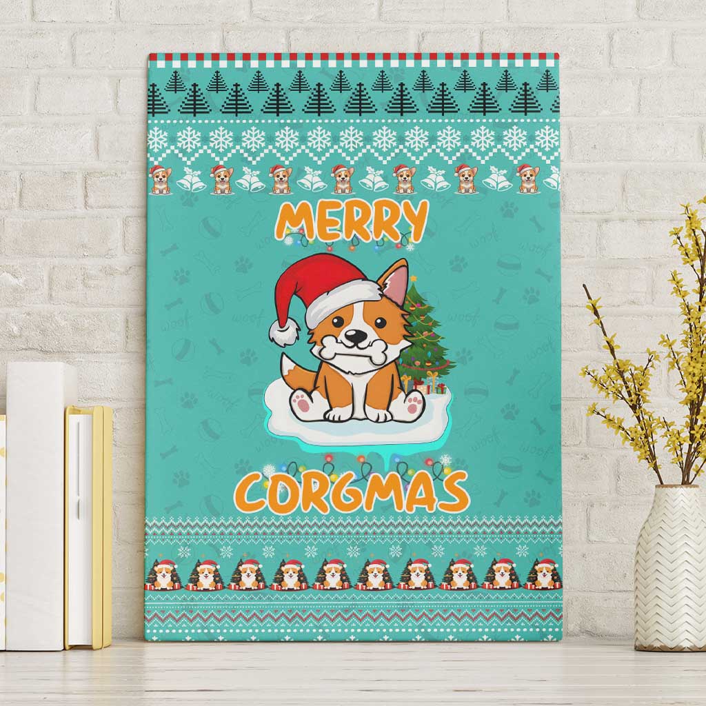 Funny Dog Merry Corgmas Christmas Canvas Wall Art Xmas Holiday Patterns - Wonder Print Shop