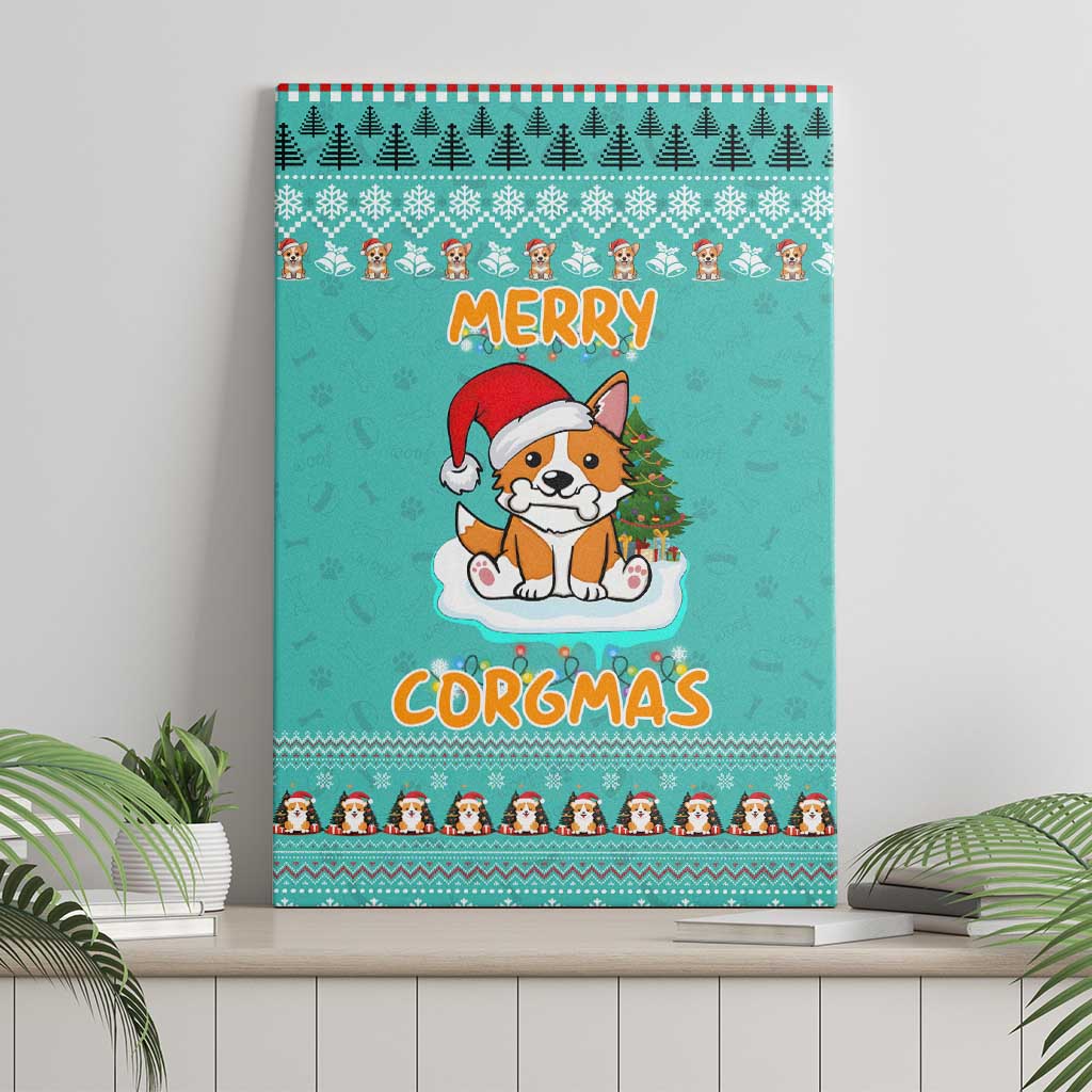 Funny Dog Merry Corgmas Christmas Canvas Wall Art Xmas Holiday Patterns - Wonder Print Shop