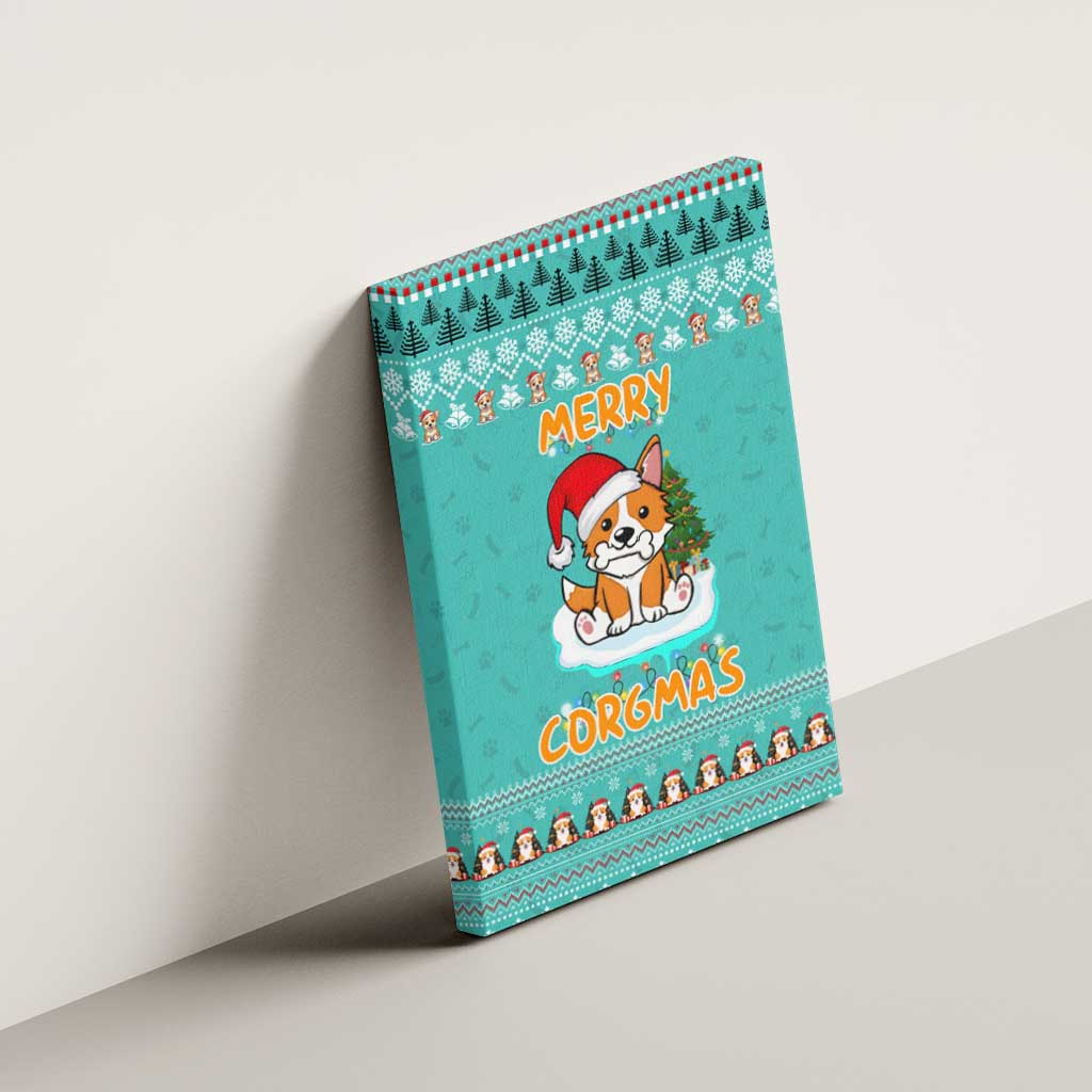 Funny Dog Merry Corgmas Christmas Canvas Wall Art Xmas Holiday Patterns - Wonder Print Shop