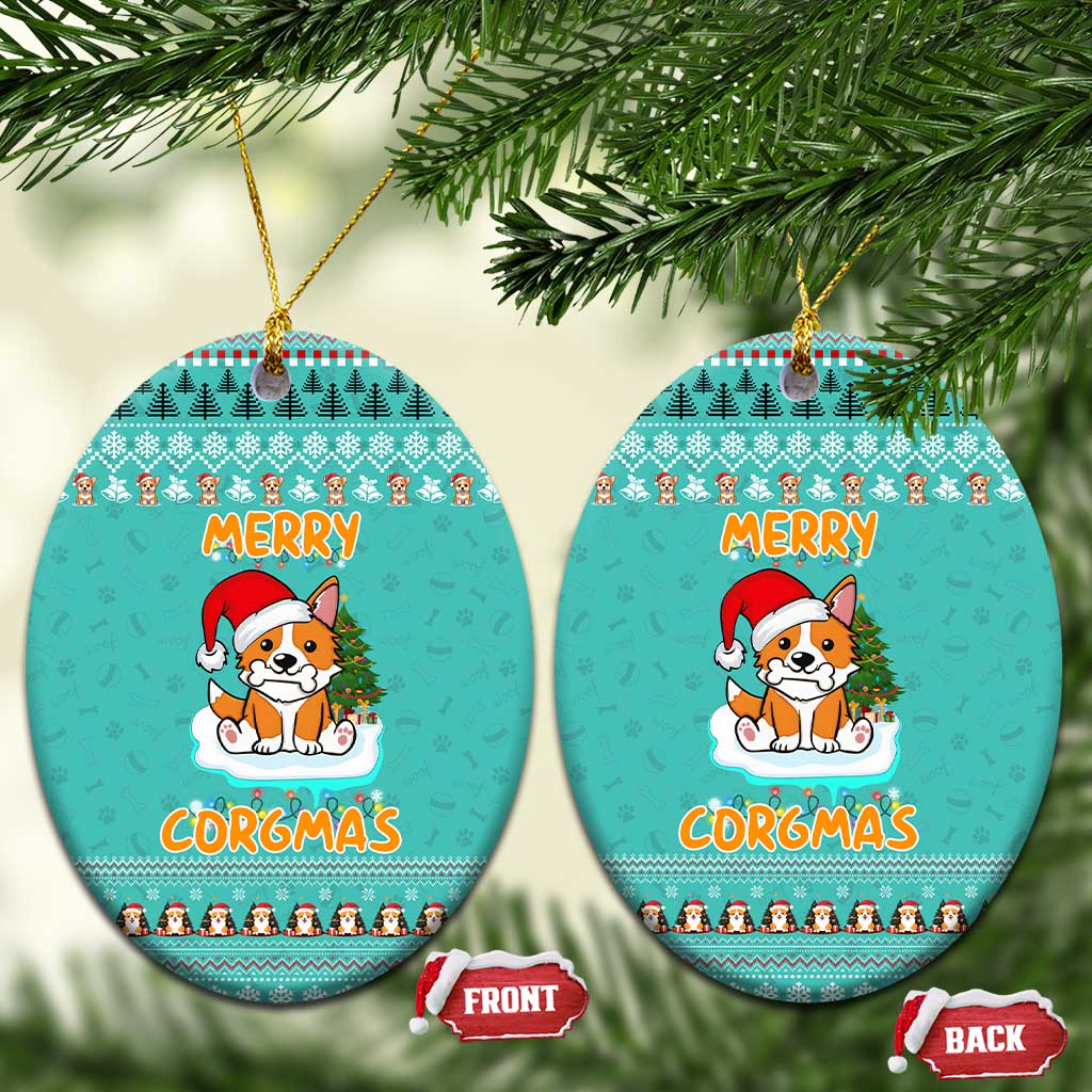 Funny Dog Merry Corgmas Christmas Ceramic Ornament Xmas Holiday Patterns - Wonder Print Shop
