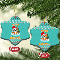 Funny Dog Merry Corgmas Christmas Ceramic Ornament Xmas Holiday Patterns - Wonder Print Shop