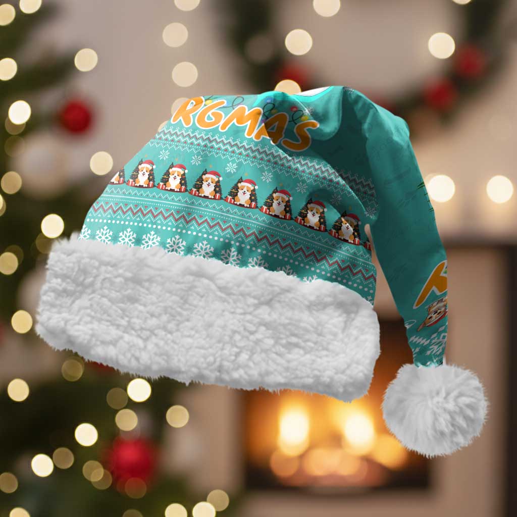 Funny Dog Merry Corgmas Christmas Santa Hat Xmas Holiday Patterns - Wonder Print Shop
